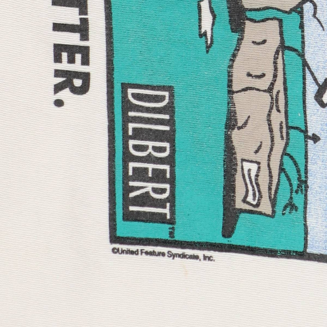 90'S All Sport Scott Adams Dilbert Art T-Shirt, Made in USA, Men's XL equivalent, Vintage cotton white type Vintage Second Hand