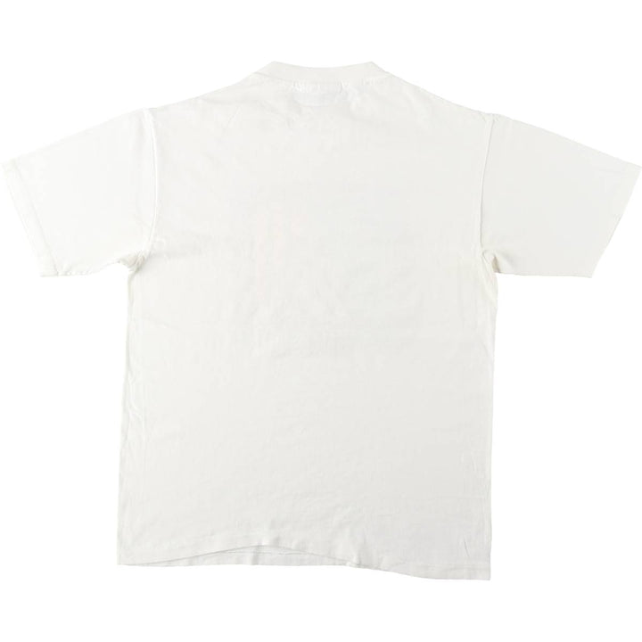 90'S Hanes BEEFY-T Printed T-shirt, Made in USA, Men's L size, Vintage cotton white type Vintage Second Hand