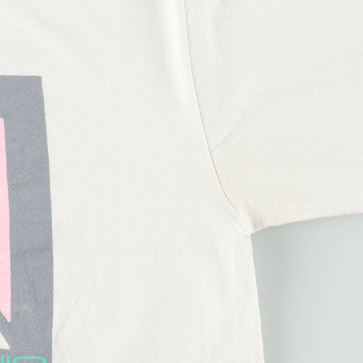 90'S Hanes BEEFY-T Printed T-shirt, Made in USA, Men's L size, Vintage cotton white type Vintage Second Hand
