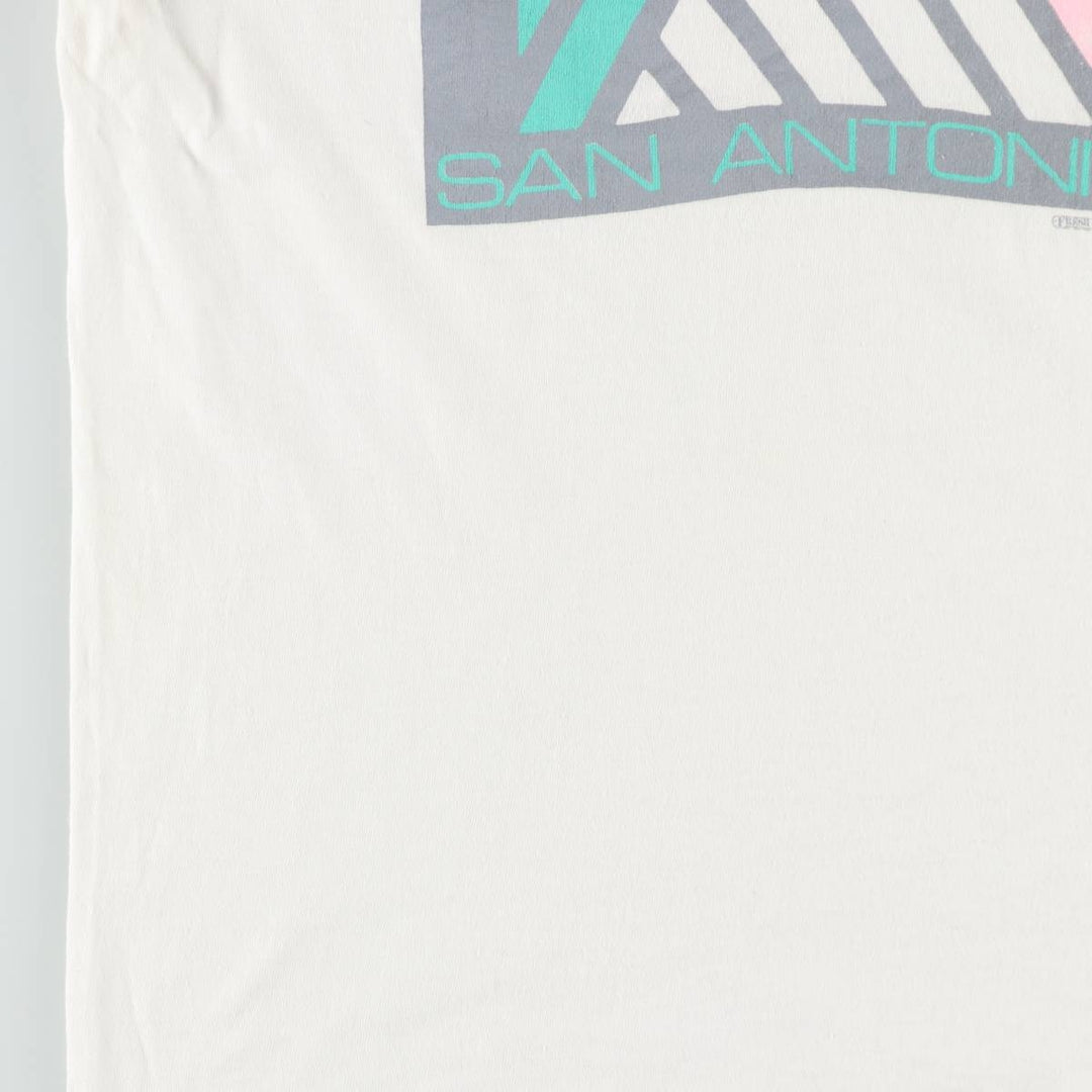 90'S Hanes BEEFY-T Printed T-shirt, Made in USA, Men's L size, Vintage cotton white type Vintage Second Hand