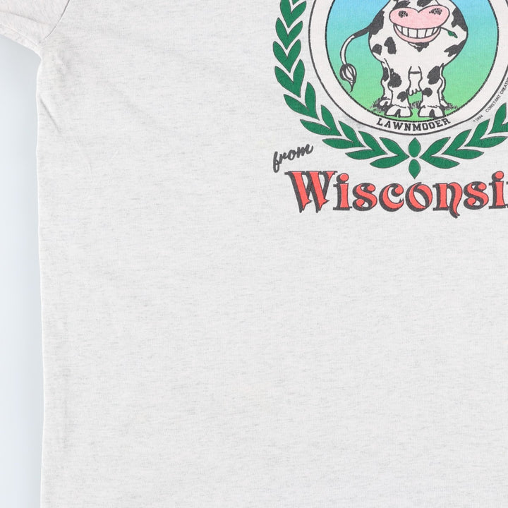 90'S Fruit of the Loom Something Special from Wisconsin Print T-Shirt, Made in USA, Men's XL equivalent. cotton gray type Vintage Second Hand