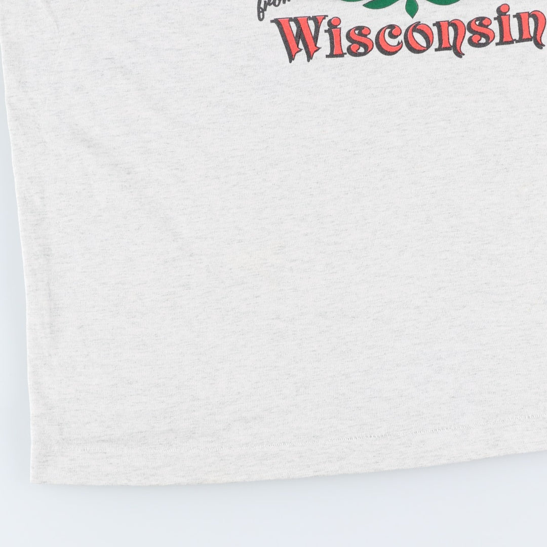90'S Fruit of the Loom Something Special from Wisconsin Print T-Shirt, Made in USA, Men's XL equivalent. cotton gray type Vintage Second Hand
