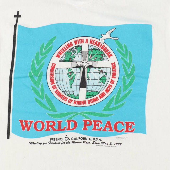 90'S Hanes BEEFY-T Message Print T-Shirt, Made in USA, Men's Size M (approx.), Vintage cotton white type Vintage Second Hand