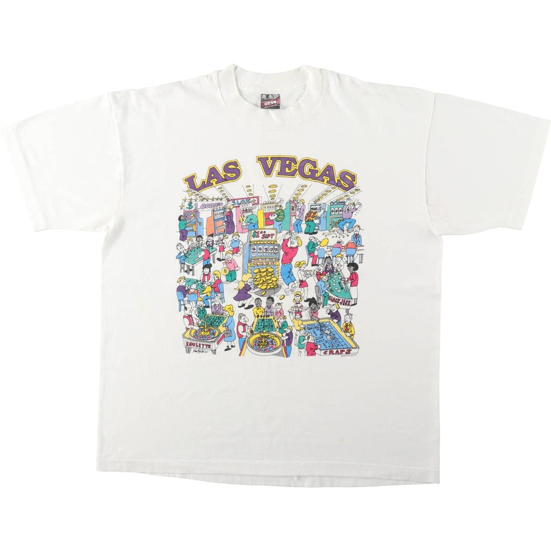90'S Fruit of the Loom printed T-shirt, made in the USA, men's XL size, vintage cotton white type Vintage Second Hand