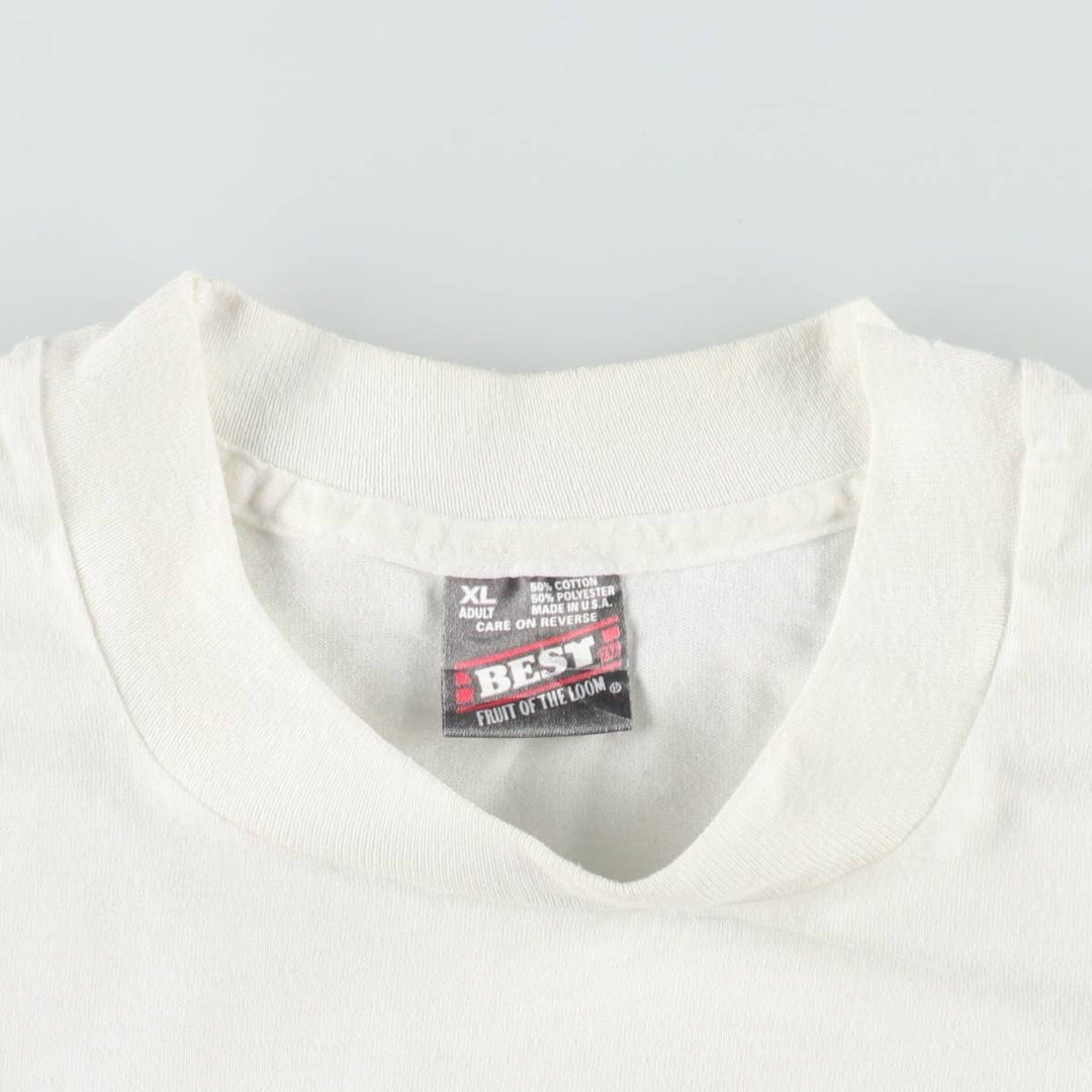 90'S Fruit of the Loom printed T-shirt, made in the USA, men's XL size, vintage cotton white type Vintage Second Hand