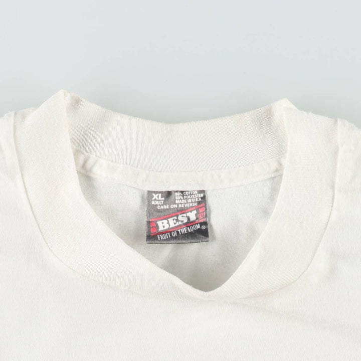 90'S Fruit of the Loom printed T-shirt, made in the USA, men's XL size, vintage cotton white type Vintage Second Hand