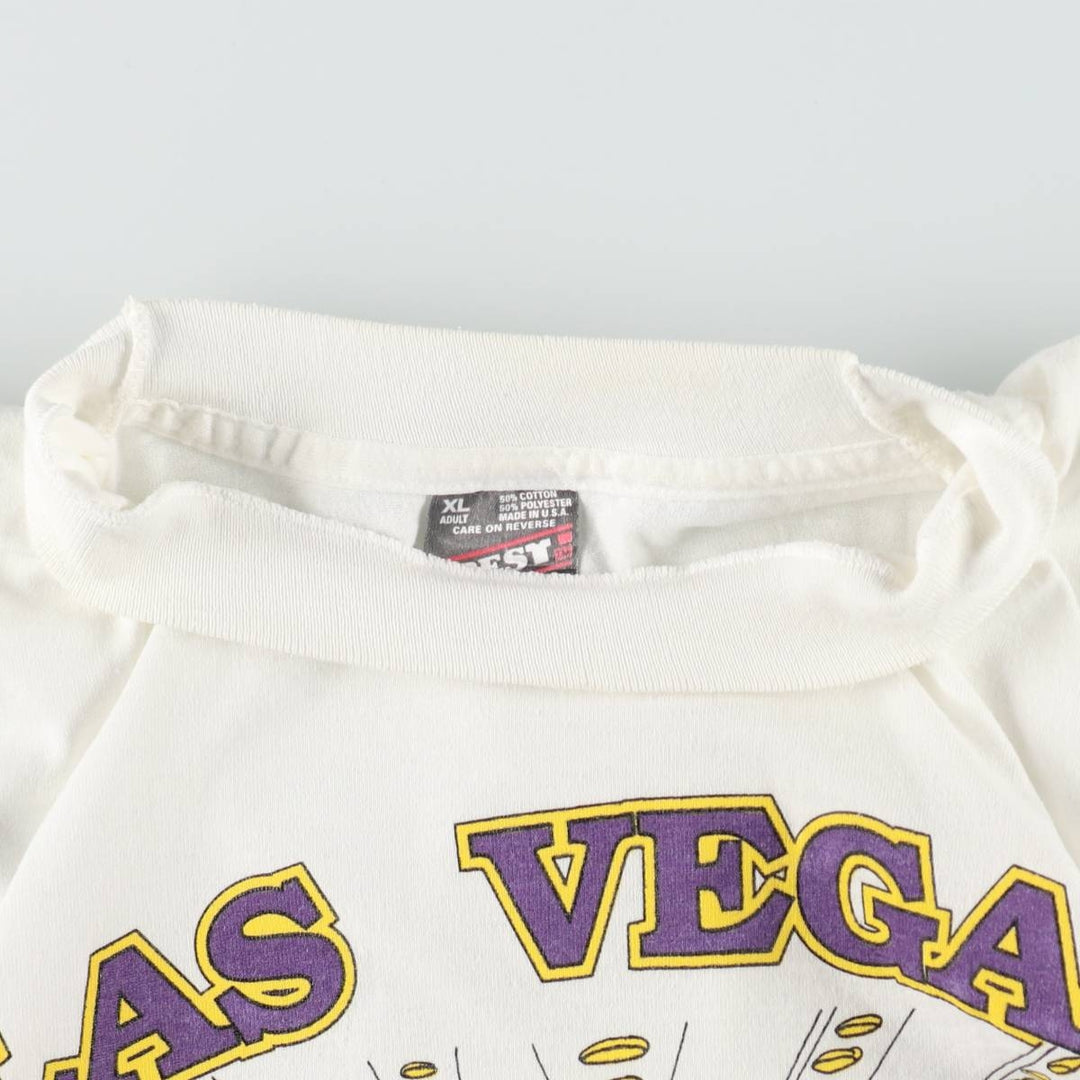 90'S Fruit of the Loom printed T-shirt, made in the USA, men's XL size, vintage cotton white type Vintage Second Hand