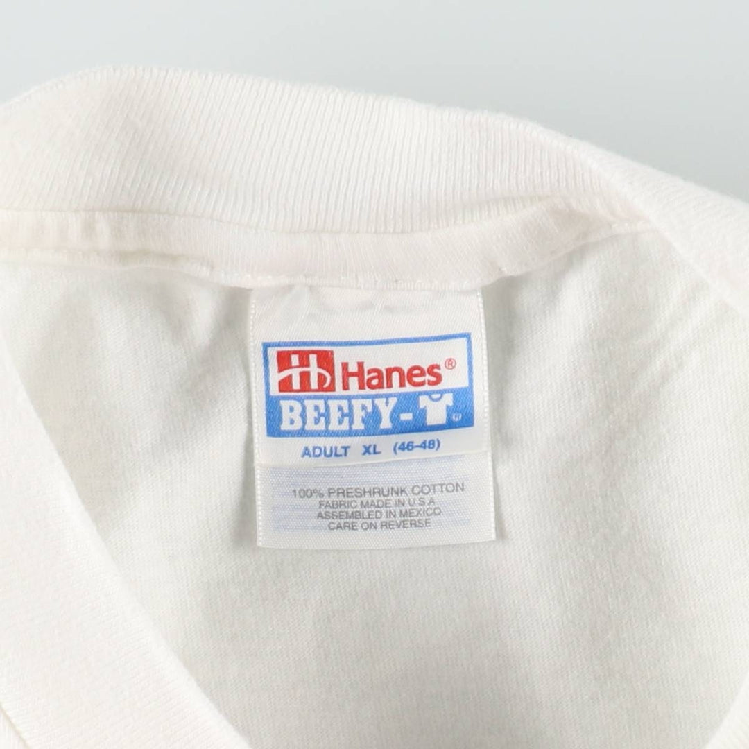 90s-00'S Hanes BEEFY-T Cat Pattern Message Print T-Shirt, Men's XL equivalent, Vintage cotton white type Vintage Second Hand
