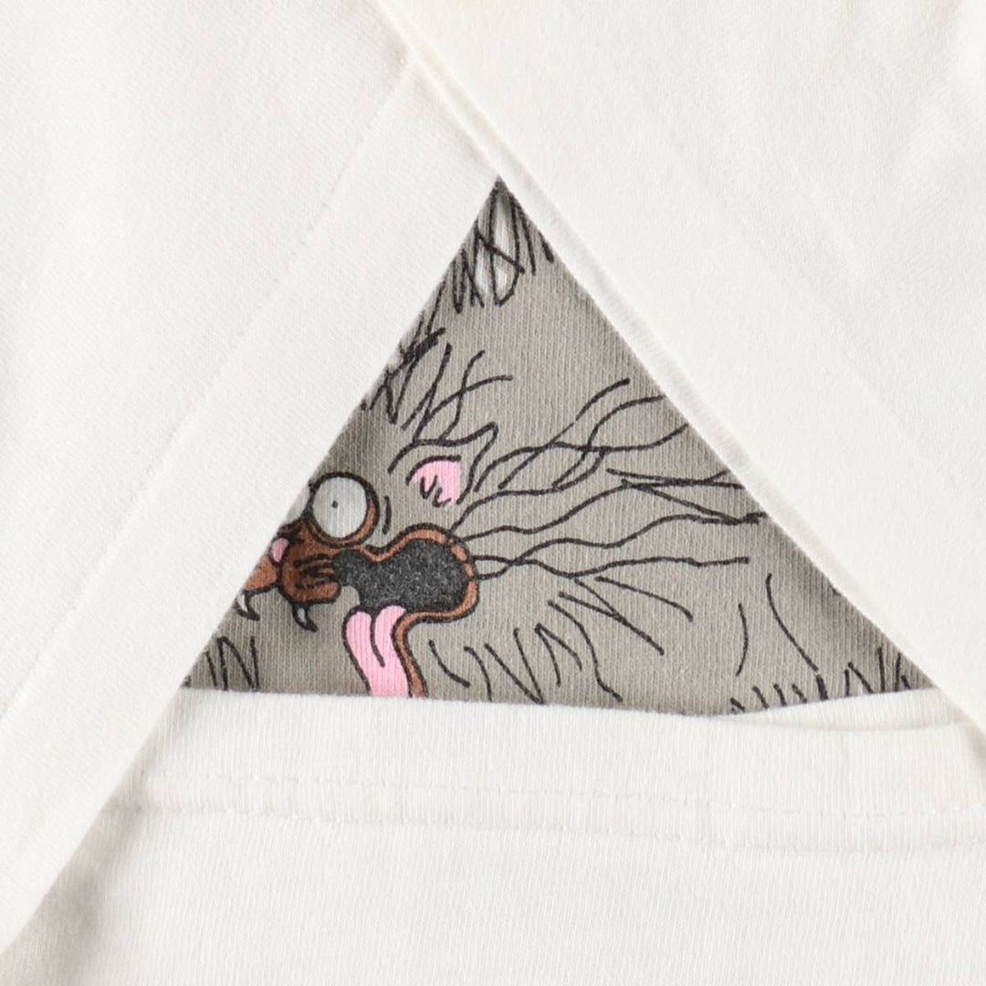90s-00'S Hanes BEEFY-T Cat Pattern Message Print T-Shirt, Men's XL equivalent, Vintage cotton white type Vintage Second Hand