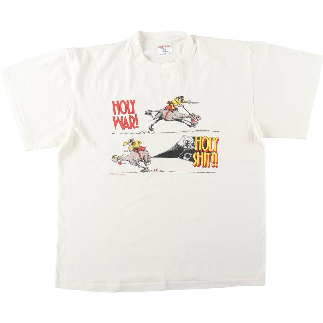 90'S SOF TEE Printed T-shirt Made in USA Men's XL Vintage cotton white type Vintage Second Hand