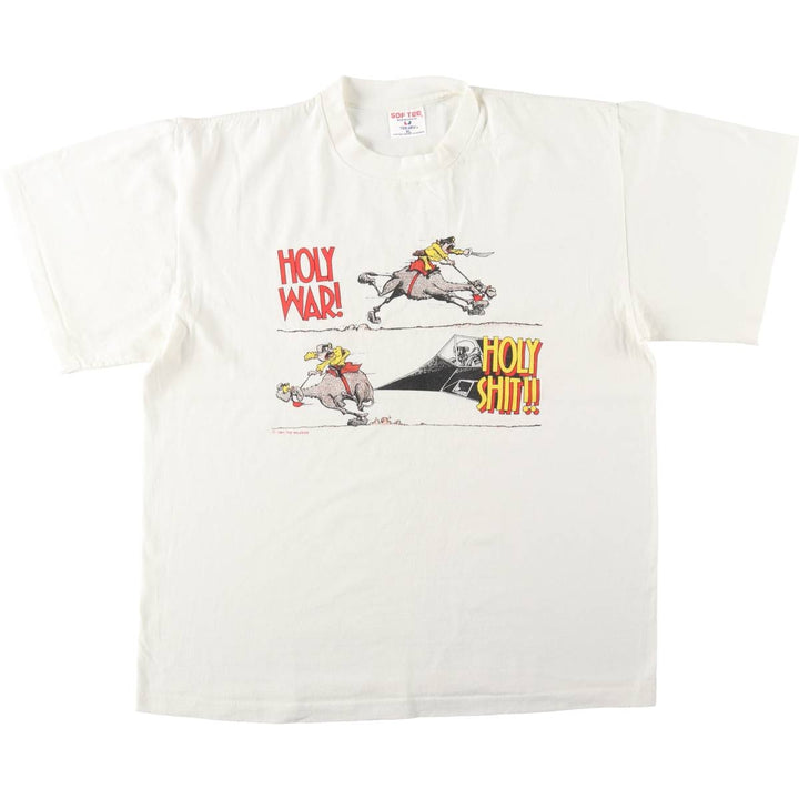 90'S SOF TEE Printed T-shirt Made in USA Men's XL Vintage cotton white type Vintage Second Hand