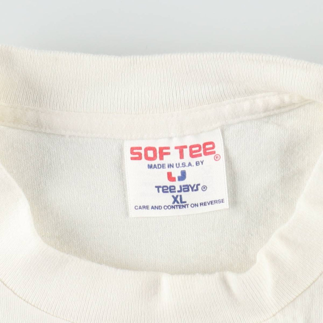 90'S SOF TEE Printed T-shirt Made in USA Men's XL Vintage cotton white type Vintage Second Hand