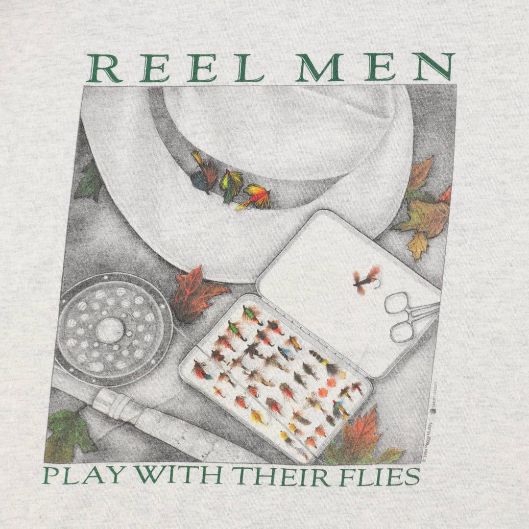 90'S Murina Peggy Murray REEL MEN Art T-shirt, Made in USA, Men's Size L (approx.), Vintage cotton gray type Vintage Second Hand