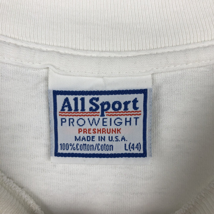 90'S All Sport PRO WEIGHT Skull Pattern Print T-Shirt, Made in USA, Men's Size L (Equivalent), Vintage cotton white type Vintage Second Hand