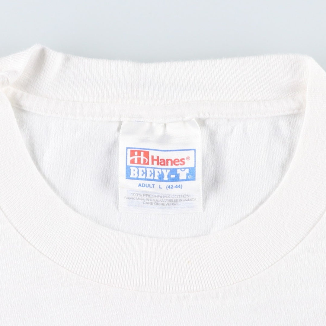 90s-00'S Hanes BEEFY-T SKIN DEEP TATTOOING Japanese Pattern Erotic T-shirt Advertising T-shirt Men's L equivalent cotton white type Vintage Second Hand
