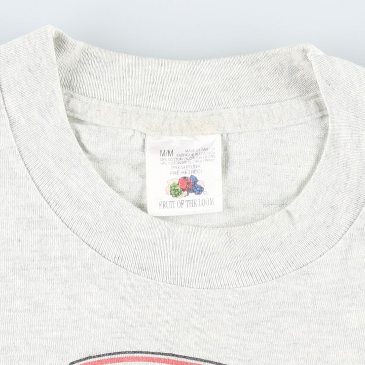 90'S Fruit of the Loom Print T-Shirt, Made in Canada, Men's Size M (approx.), Vintage cotton gray type Vintage Second Hand