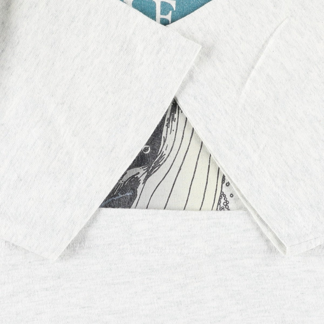 90'S Fruit of the Loom Print T-Shirt, Made in Canada, Men's Size M (approx.), Vintage cotton gray type Vintage Second Hand