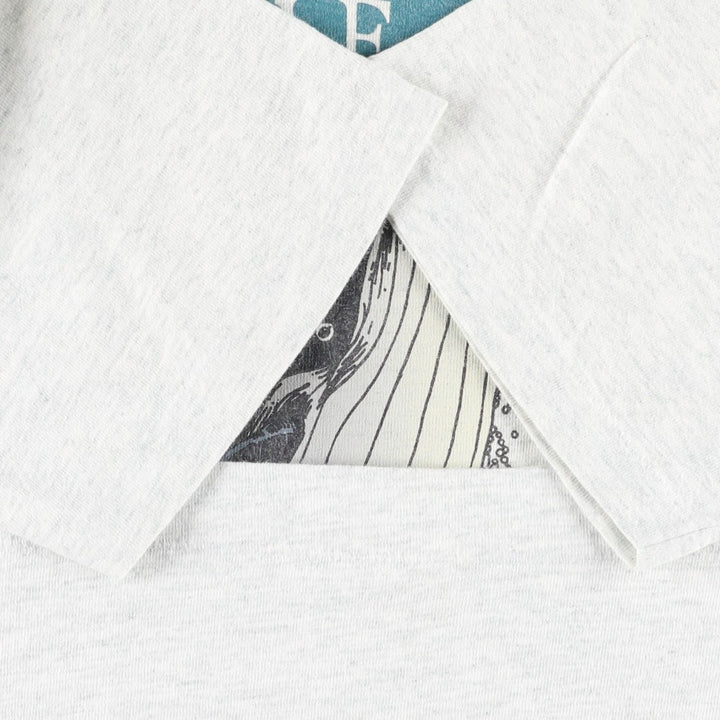 90'S Fruit of the Loom Print T-Shirt, Made in Canada, Men's Size M (approx.), Vintage cotton gray type Vintage Second Hand
