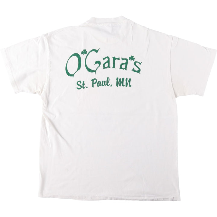90'S Hanes BEEFY-T O'Gara's advertising T-shirt, Made in USA, Men's size L (approx.) cotton white type Vintage Second Hand