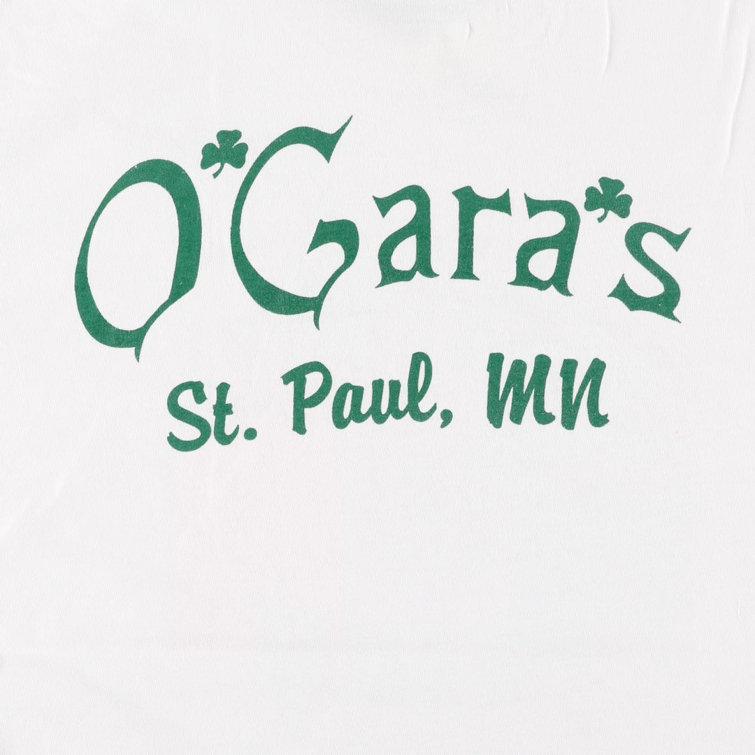 90'S Hanes BEEFY-T O'Gara's advertising T-shirt, Made in USA, Men's size L (approx.) cotton white type Vintage Second Hand
