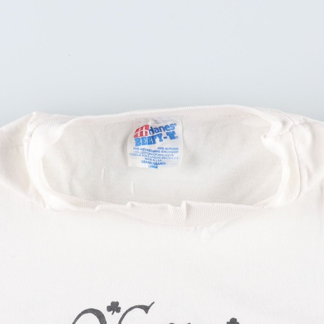90'S Hanes BEEFY-T O'Gara's advertising T-shirt, Made in USA, Men's size L (approx.) cotton white type Vintage Second Hand