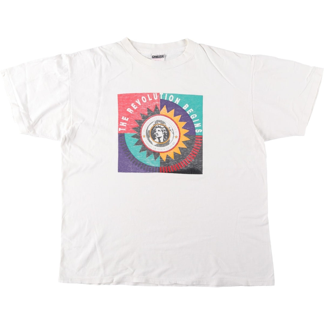 90'S ONEITA WORLD MARKETING ALLIANCE Advertising T-Shirt, Made in USA, Men's XL equivalent, Vintage cotton white type Vintage Second Hand