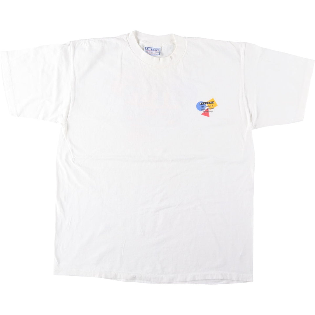 90'S All Sport BORLAND Advertising T-Shirt, Made in USA, Men's XL equivalent, Vintage cotton white type Vintage Second Hand