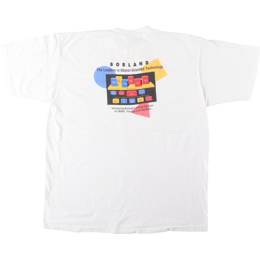 90'S All Sport BORLAND Advertising T-Shirt, Made in USA, Men's XL equivalent, Vintage cotton white type Vintage Second Hand