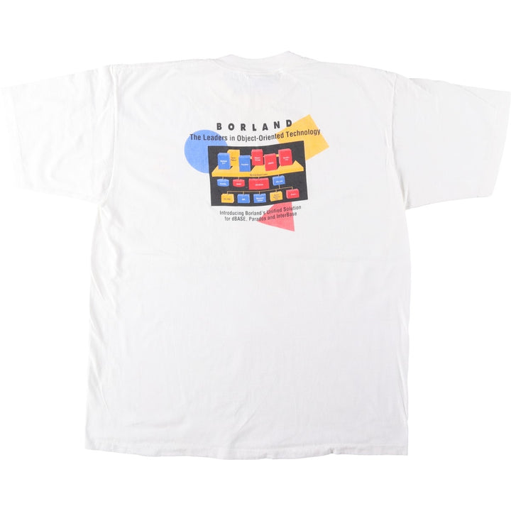 90'S All Sport BORLAND Advertising T-Shirt, Made in USA, Men's XL equivalent, Vintage cotton white type Vintage Second Hand