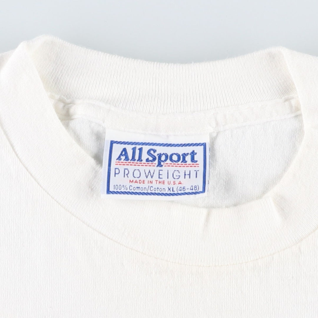90'S All Sport BORLAND Advertising T-Shirt, Made in USA, Men's XL equivalent, Vintage cotton white type Vintage Second Hand