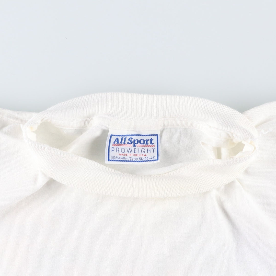 90'S All Sport BORLAND Advertising T-Shirt, Made in USA, Men's XL equivalent, Vintage cotton white type Vintage Second Hand