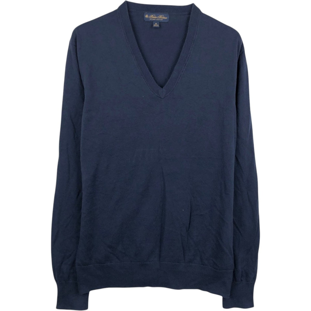 Brooks Brothers V-neck cotton knit sweater, size M Supima Cotton navy blue type Vintage Second Hand