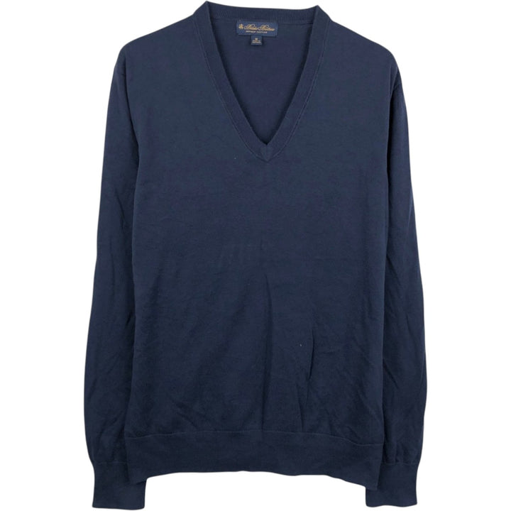 Brooks Brothers V-neck cotton knit sweater, size M Supima Cotton navy blue type Vintage Second Hand