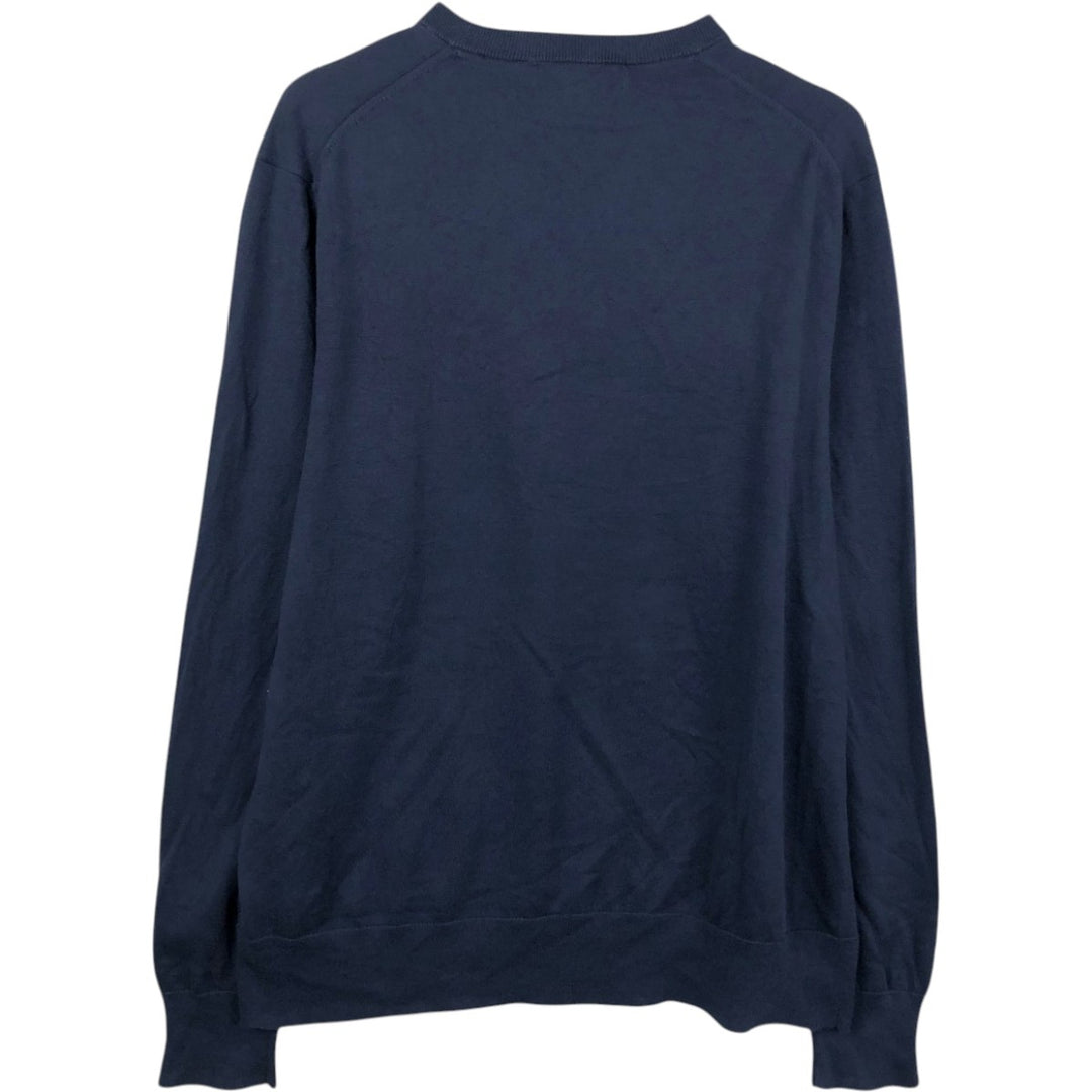 Brooks Brothers V-neck cotton knit sweater, size M Supima Cotton navy blue type Vintage Second Hand