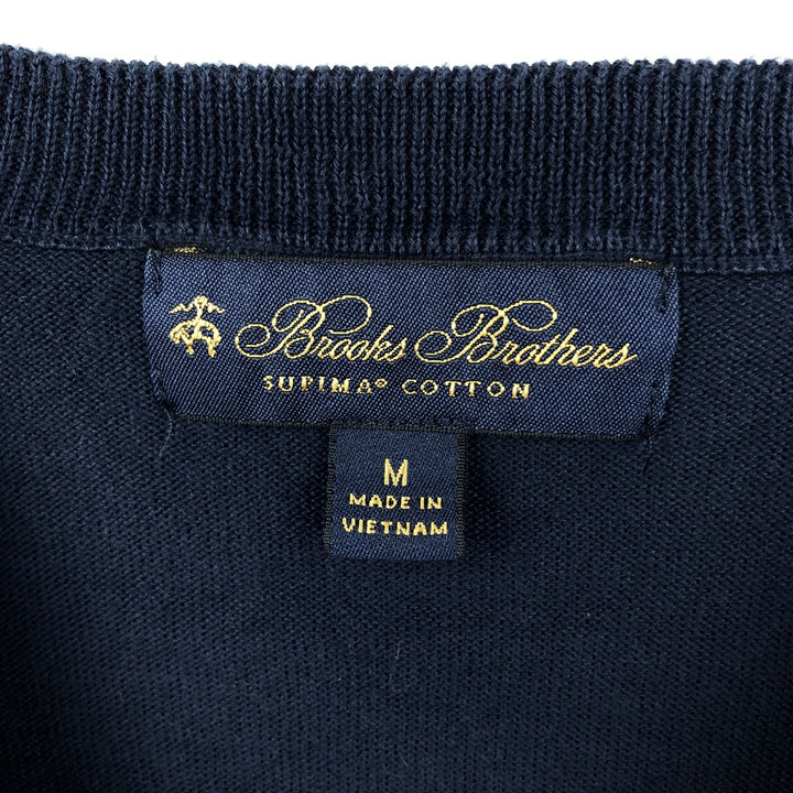 Brooks Brothers V-neck cotton knit sweater, size M Supima Cotton navy blue type Vintage Second Hand