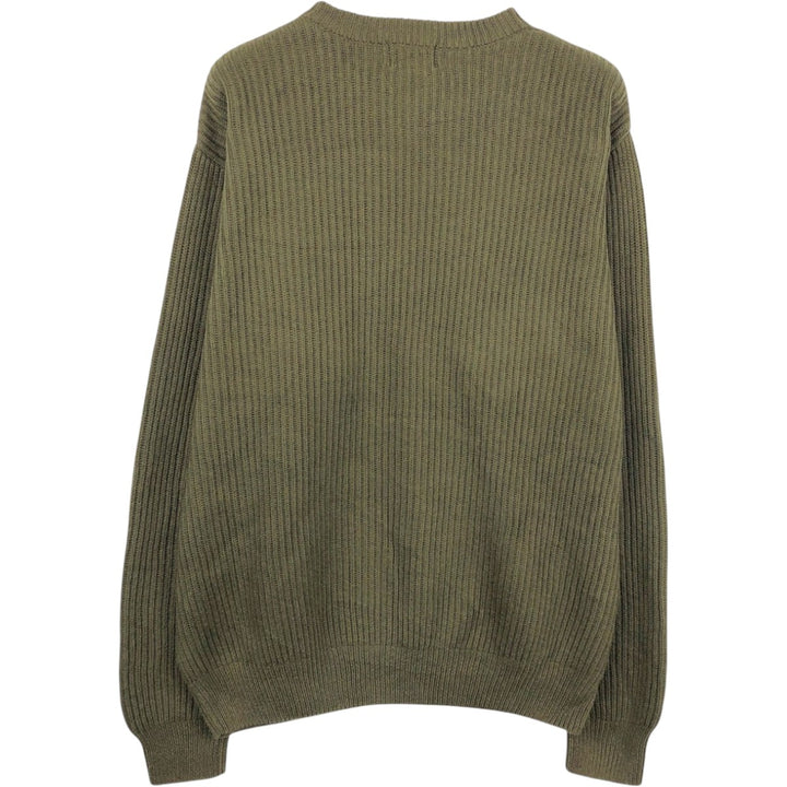 90s-00'S LLBean ribbed cotton knit sweater, men's size L, vintage cotton Khaki type Vintage Second Hand