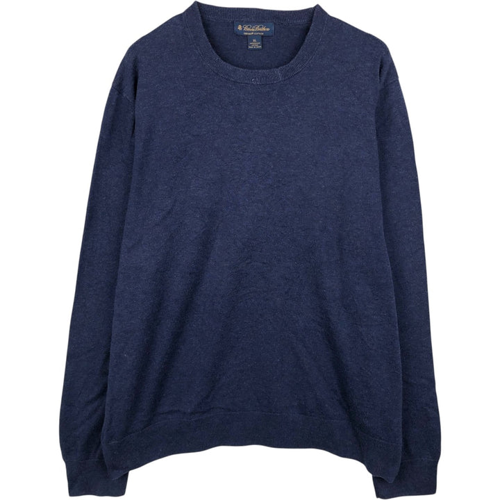 Brooks Brothers Supima Cotton Knit Sweater, Men's Size XL (approx.) Supima Cotton navy blue type Vintage Second Hand