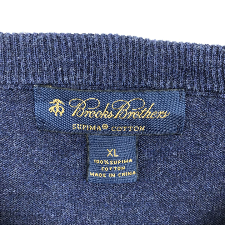 Brooks Brothers Supima Cotton Knit Sweater, Men's Size XL (approx.) Supima Cotton navy blue type Vintage Second Hand