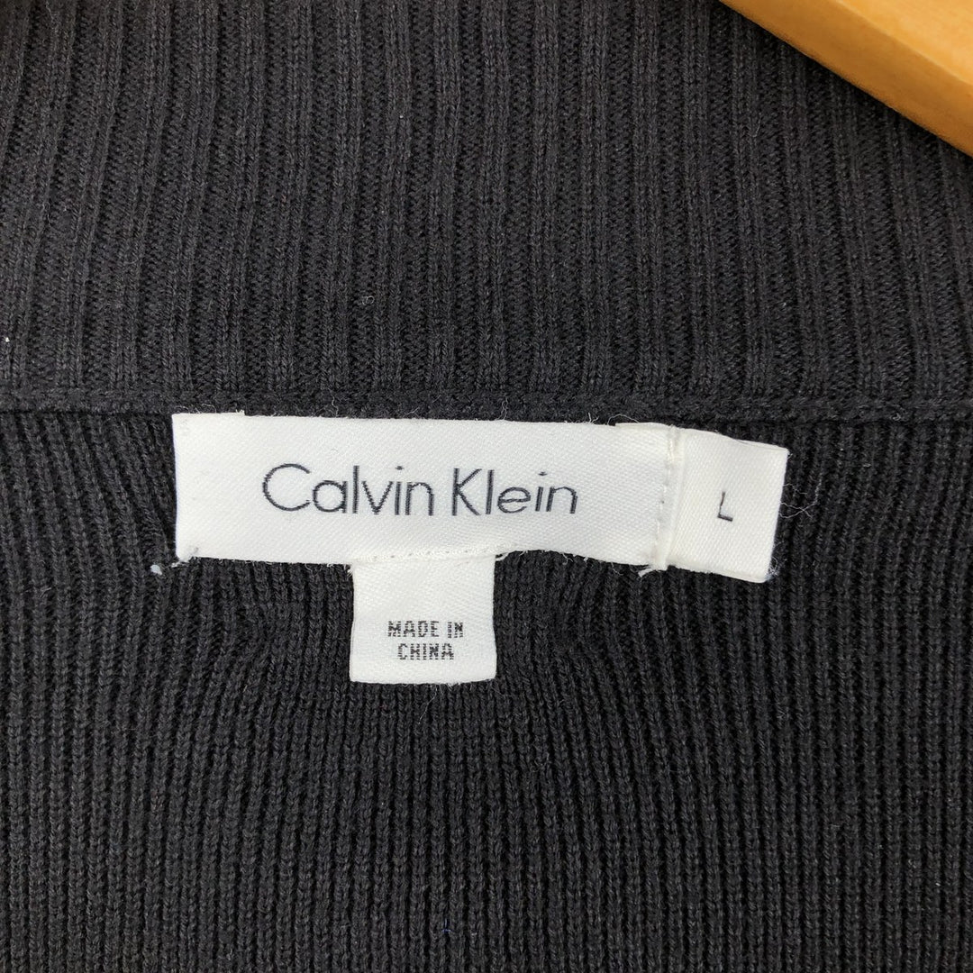 2000'S Calvin Klein Driver's Knit Sweater, Men's Size L (approx.) cotton black type Vintage Second Hand