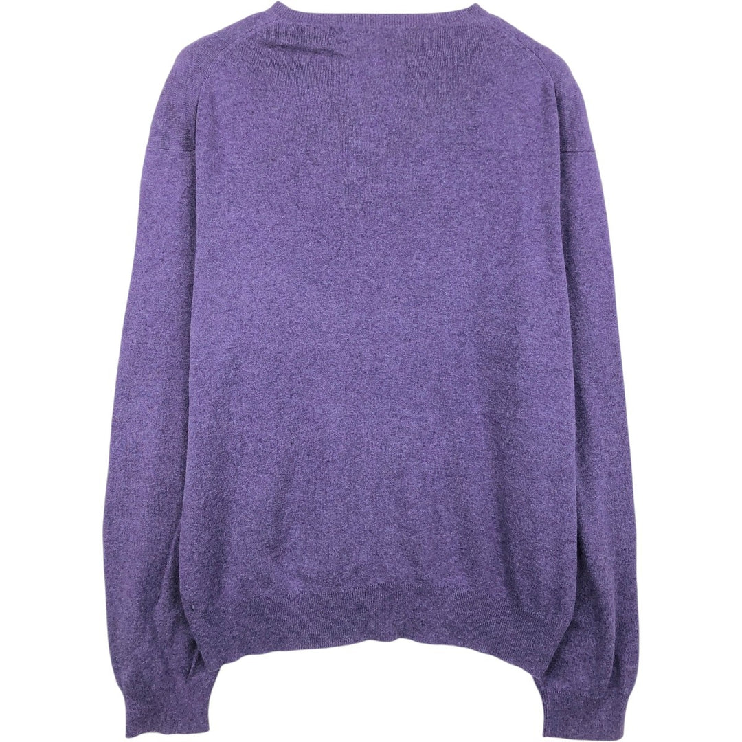 Ralph Lauren POLO by Ralph Lauren V-neck Pima cotton knit sweater, men's size L Pima Cotton purple type Vintage Second Hand