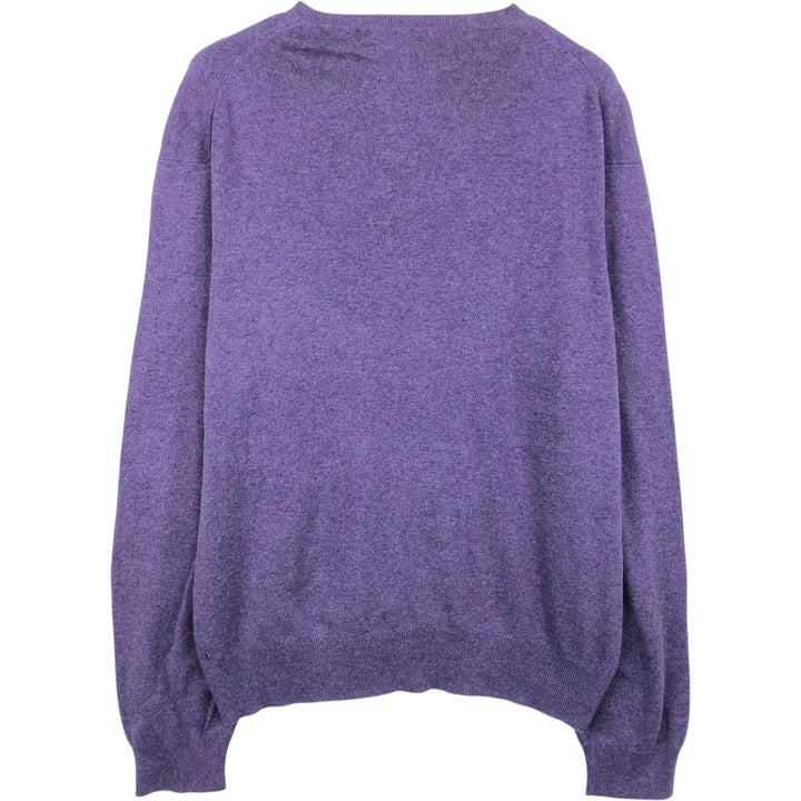 Ralph Lauren POLO by Ralph Lauren V-neck Pima cotton knit sweater, men's size L Pima Cotton purple type Vintage Second Hand