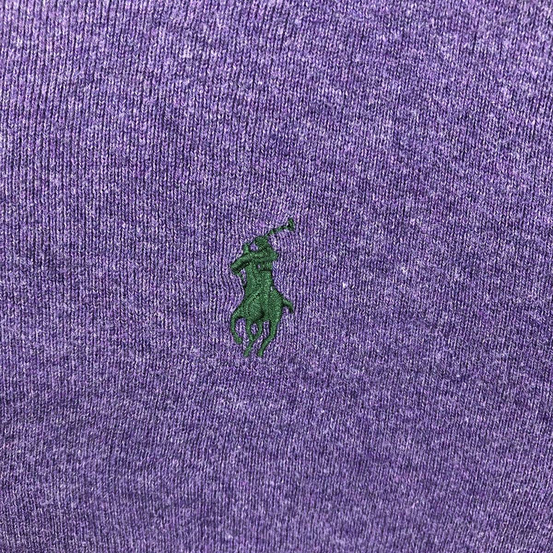 Ralph Lauren POLO by Ralph Lauren V-neck Pima cotton knit sweater, men's size L Pima Cotton purple type Vintage Second Hand