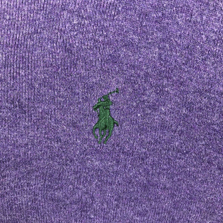 Ralph Lauren POLO by Ralph Lauren V-neck Pima cotton knit sweater, men's size L Pima Cotton purple type Vintage Second Hand