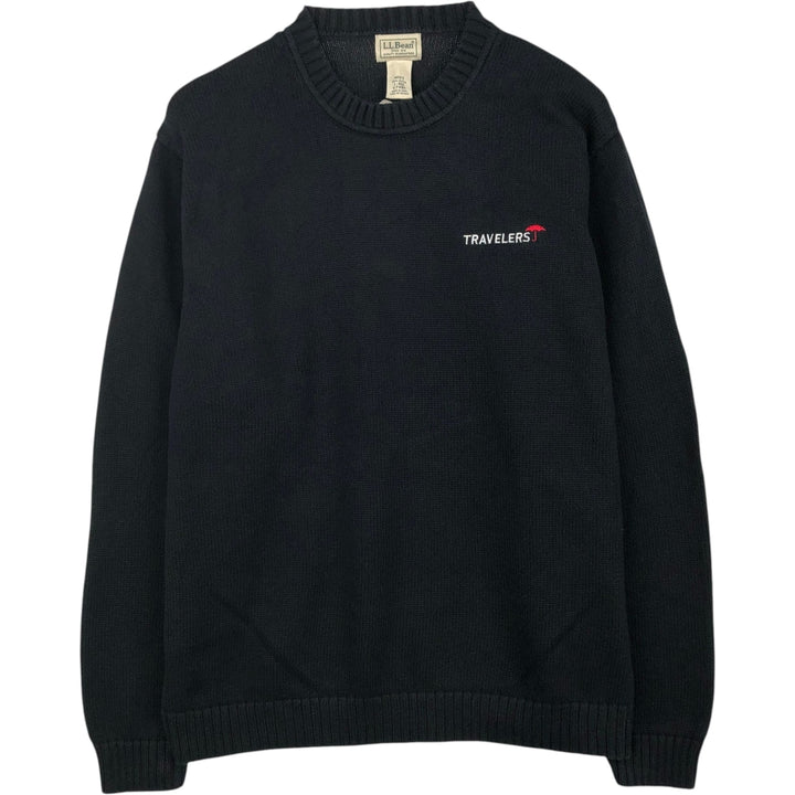 LLBean Cotton Knit Sweater, Men's Size L cotton black type Vintage Second Hand