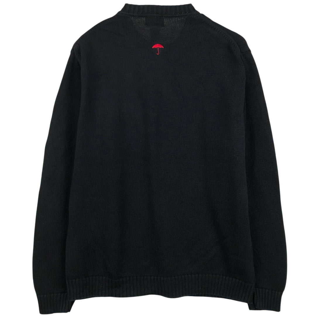 LLBean Cotton Knit Sweater, Men's Size L cotton black type Vintage Second Hand