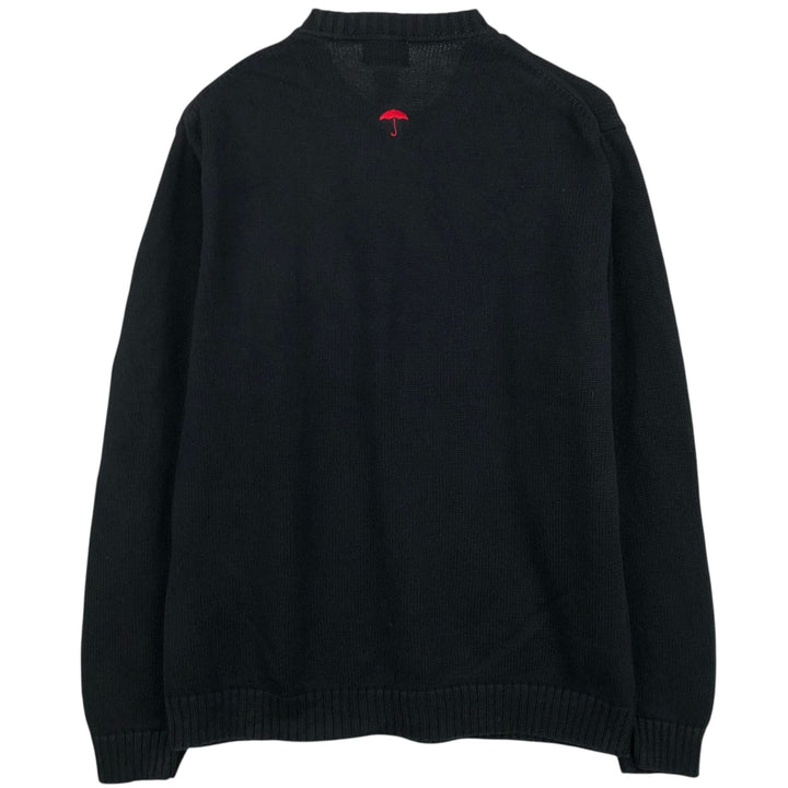 LLBean Cotton Knit Sweater, Men's Size L cotton black type Vintage Second Hand