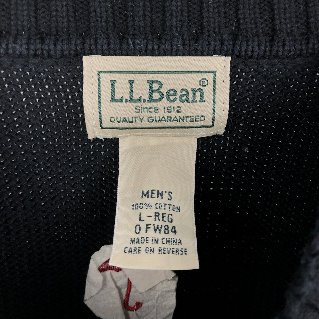 LLBean Cotton Knit Sweater, Men's Size L cotton black type Vintage Second Hand