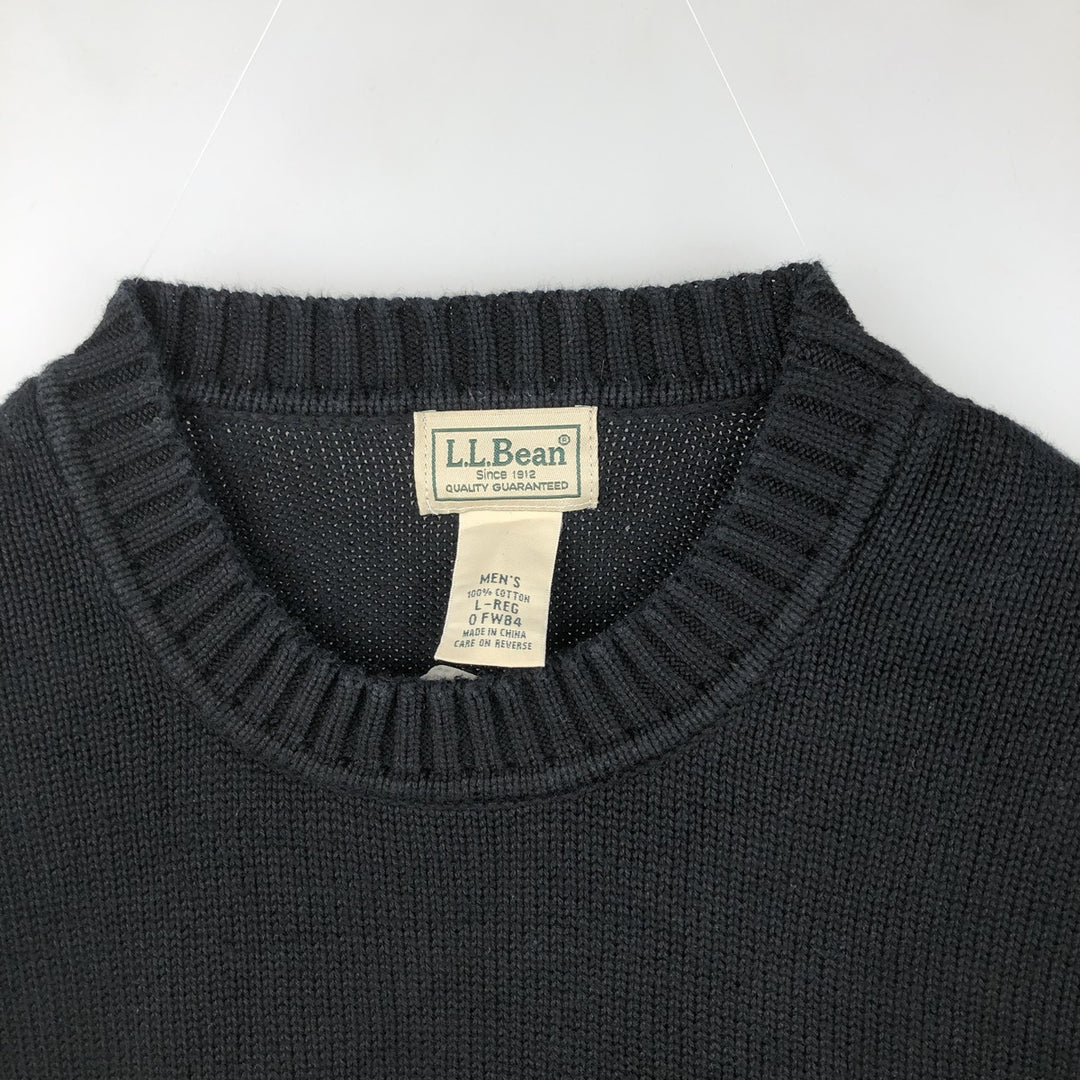 LLBean Cotton Knit Sweater, Men's Size L cotton black type Vintage Second Hand