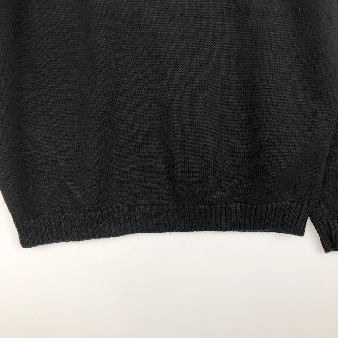 LLBean Cotton Knit Sweater, Men's Size L cotton black type Vintage Second Hand