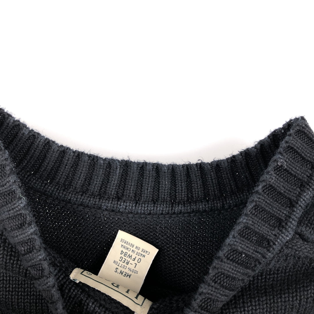 LLBean Cotton Knit Sweater, Men's Size L cotton black type Vintage Second Hand